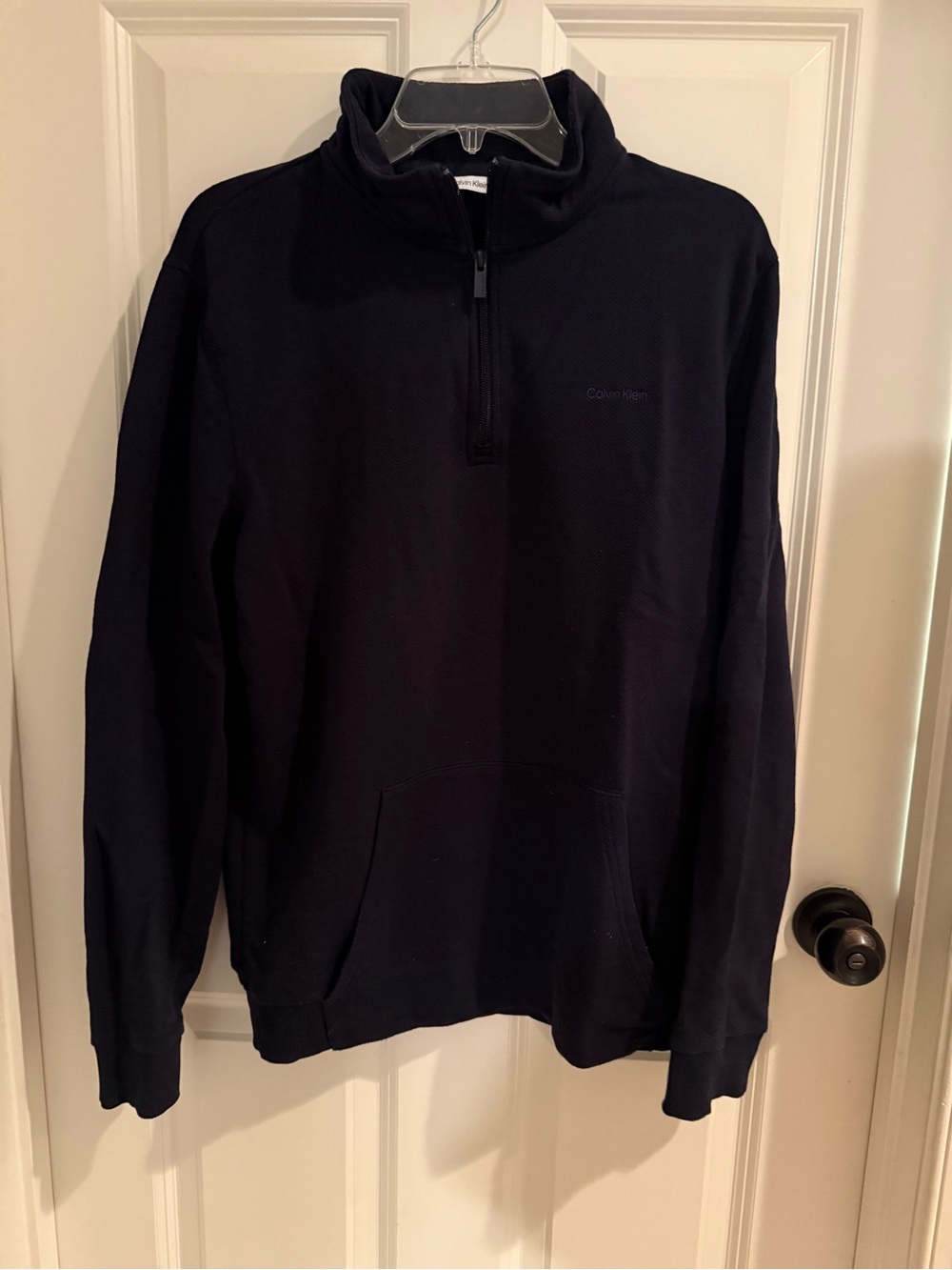 Calvin Klein Quarter Zip Mock Neck Sweatshirt Men's Navy Size Medium